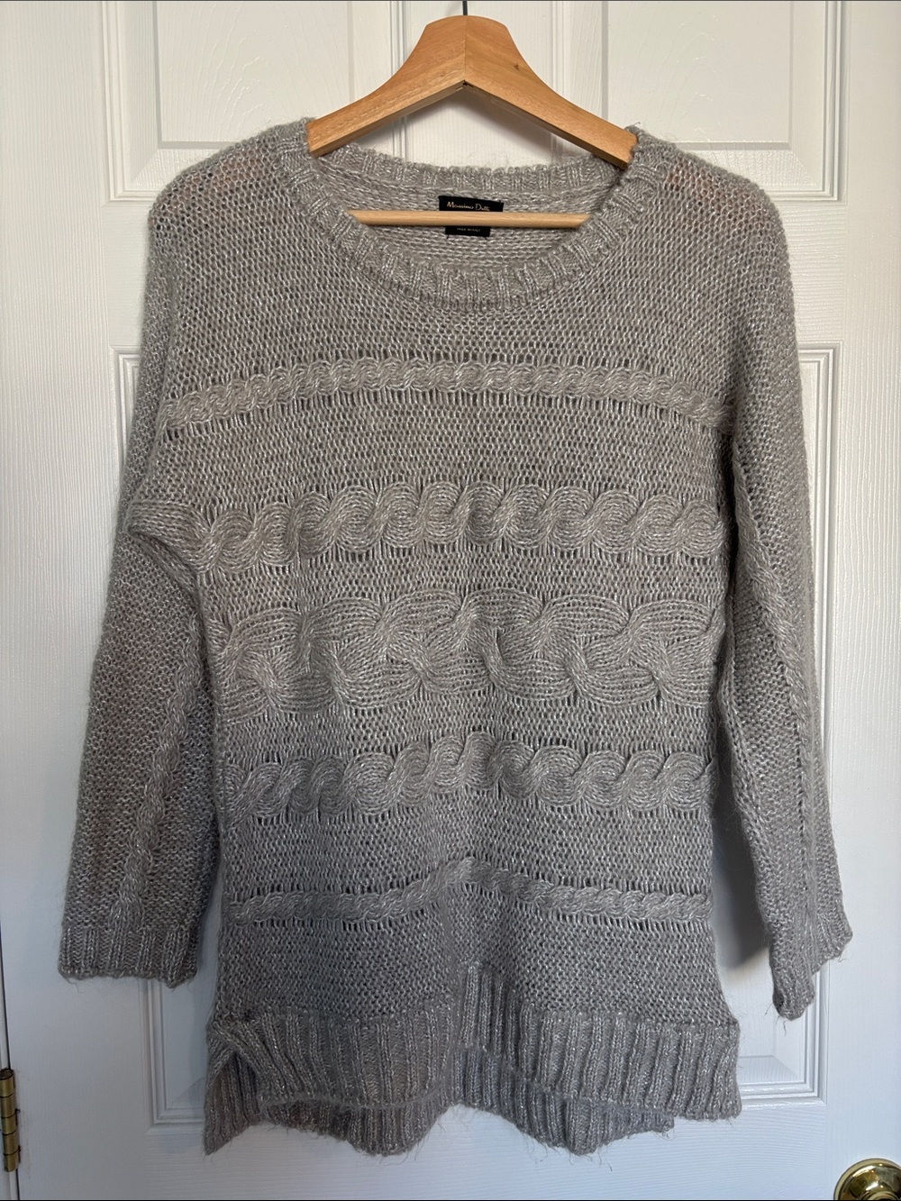 Massimo Dutti metallic cable knit sweater